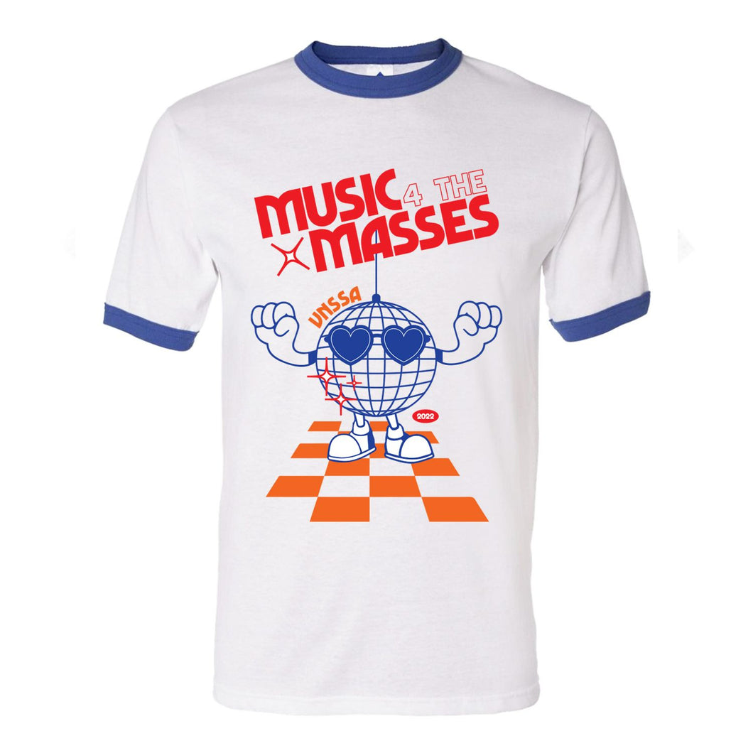 Music4TheMasses Ringer T-Shirt (Royal Blue and White)